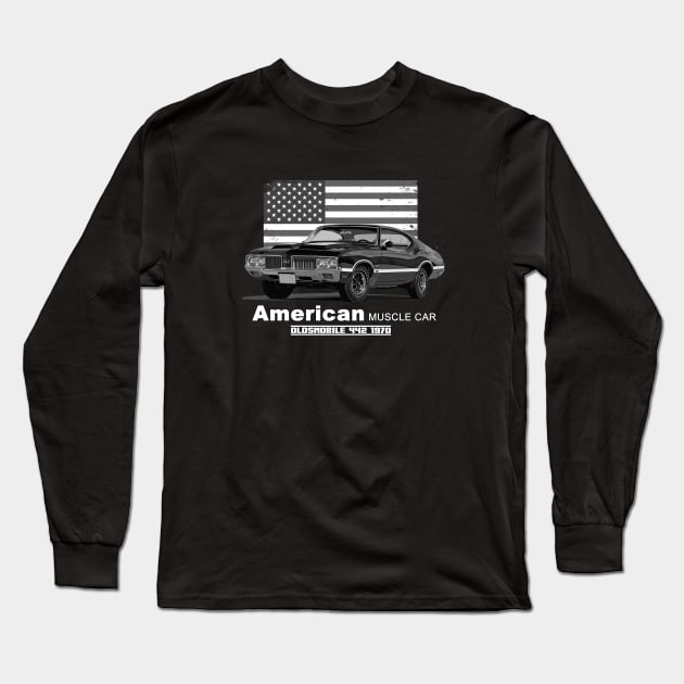 Oldsmobile 442 American Muscle Car 60s 70s Old is Gold Long Sleeve T-Shirt by Jose Luiz Filho